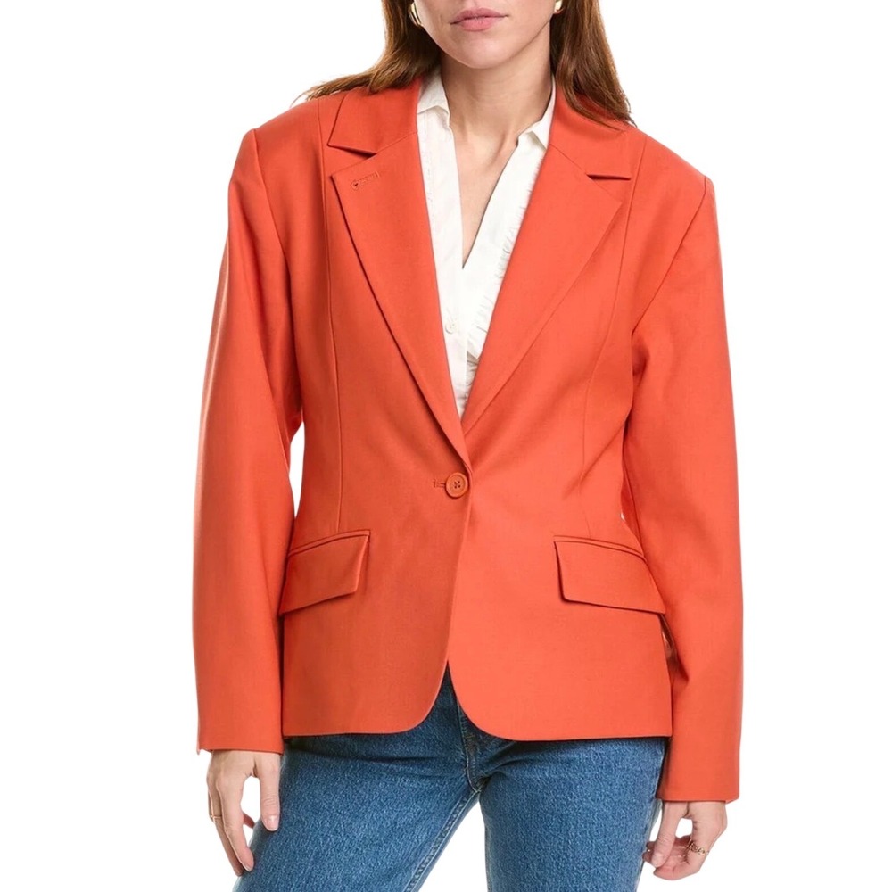Equipment Blazer Femme Acinta Wool Blend Chili Red Orange Size 8